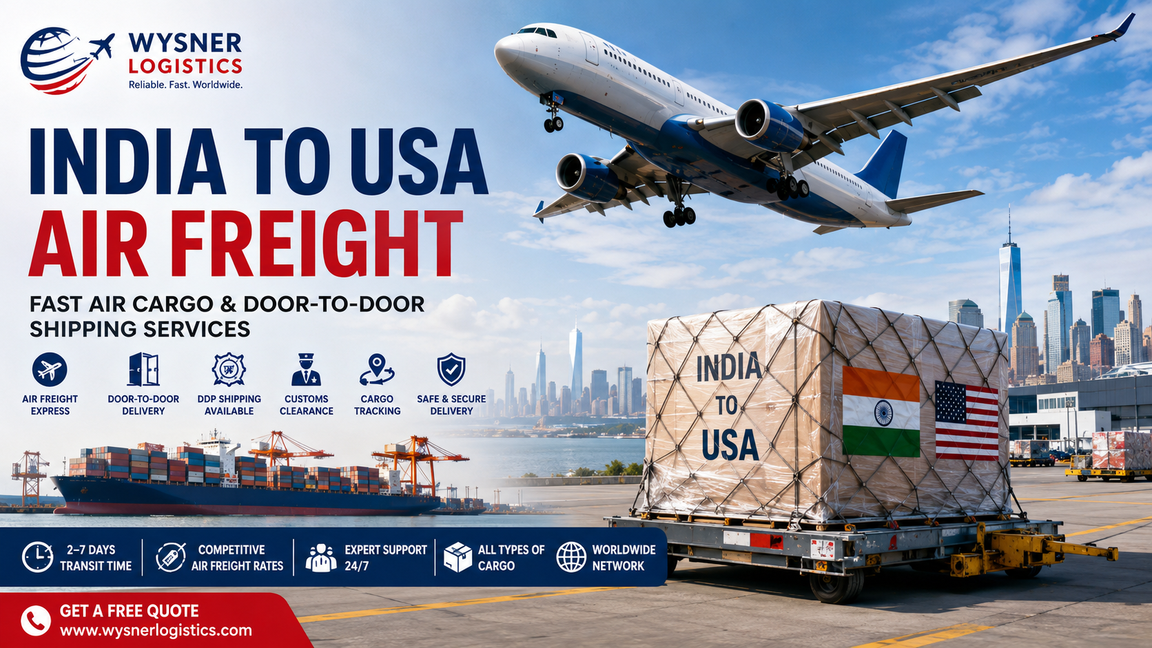 India to USA Air Freight | Fast Air Cargo & Door-to-Door Shipping Services | WYSNER LOGISTICS 1 india to USA-Air Freight
