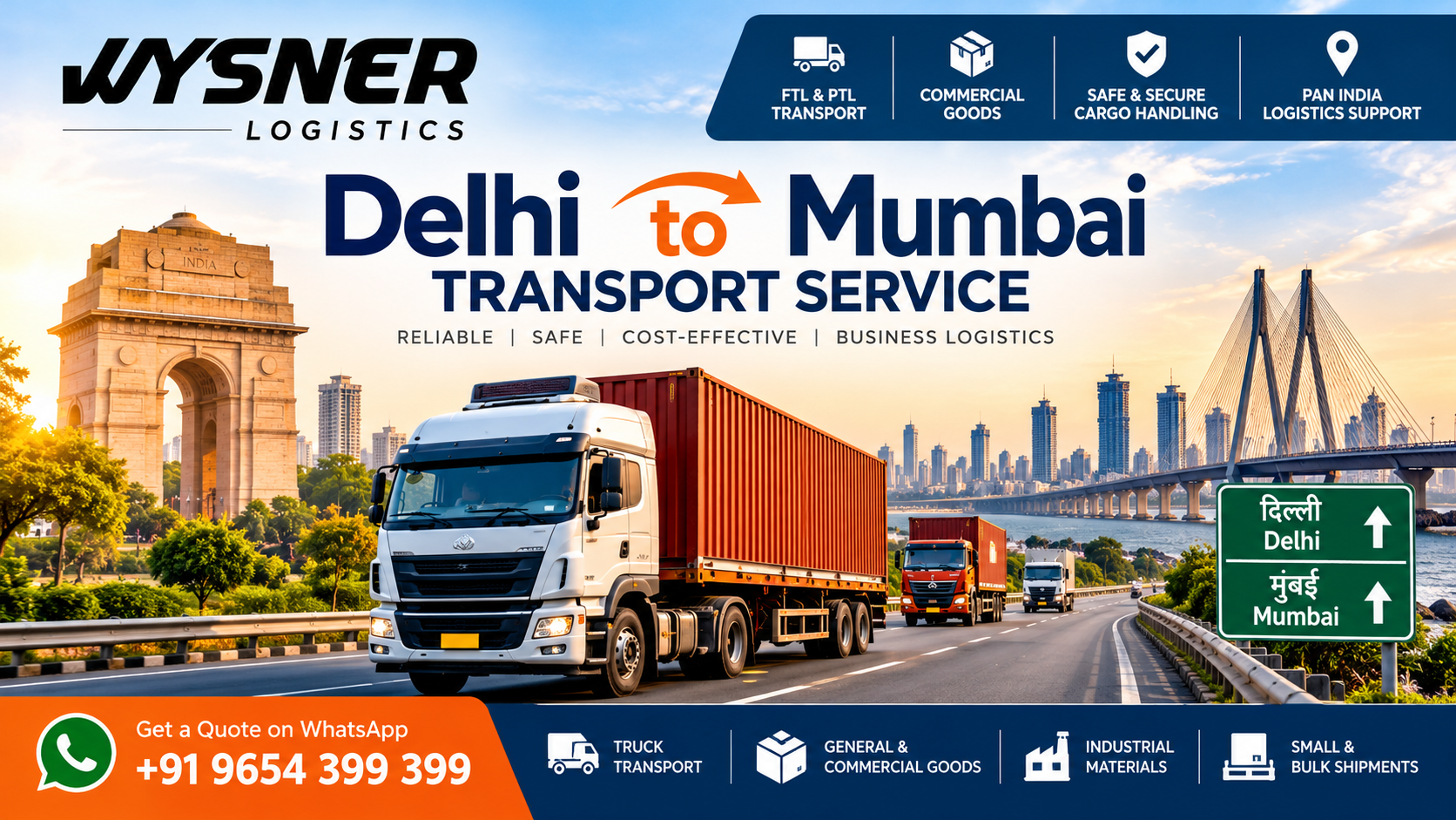 Delhi to Mumbai Logistics by Wysner